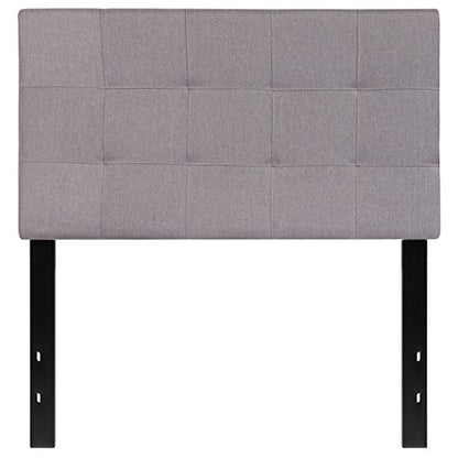 EMMA + OLIVER Twin Quilted Tufted Headboard | Adjustable Bed Rail Slots, Fabric Upholstered - color: Light Gray, size: Twin