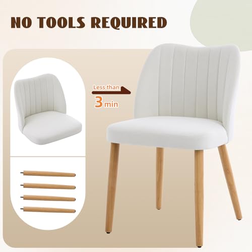 GarveeHome Dining Chairs Set of 4 with Cozy Backrest/Wooden Legs | Dining Chairs Set of 4 with Cozy Backrest/ Wooden Legs No tools Needed - color: Stripes White-natural Legs