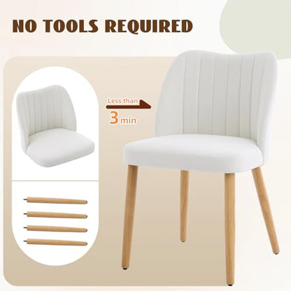 GarveeHome Dining Chairs Set of 4 with Cozy Backrest/Wooden Legs | Dining Chairs Set of 4 with Cozy Backrest/ Wooden Legs No tools Needed - color: Stripes White-natural Legs