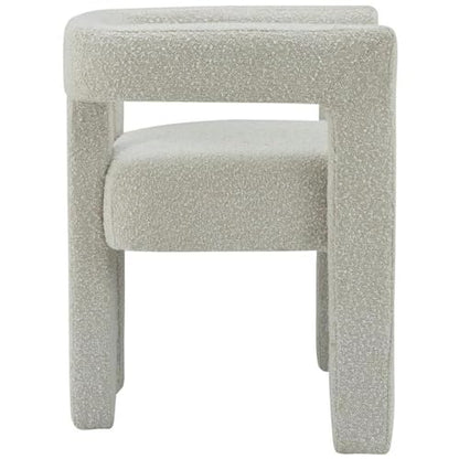 Meridian Furniture Athena Collection Modern | Contemporary Boucle Fabric Upholstered Accent | Dining Chair, 25" W x 21" D x 27" H, Cream - color: Cream