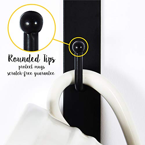 Coffee Mug Rack Wall Mounted, Set of 4 Holds 12 Mugs - Metal Mug Holder for Wall & Coffee Cup Hanger for Kitchen & Coffee Bar, Space-Saving, Rust-Resistant, Easy to Install - style: Straight