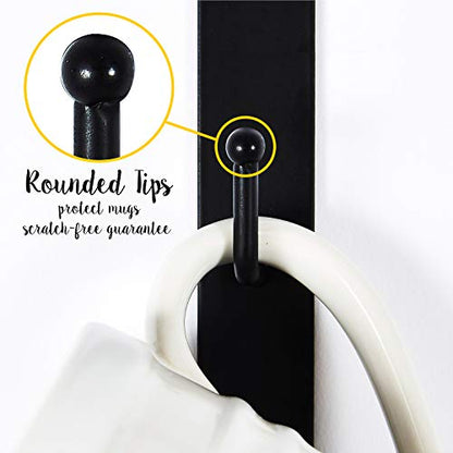 Coffee Mug Rack Wall Mounted, Set of 4 Holds 12 Mugs - Metal Mug Holder for Wall & Coffee Cup Hanger for Kitchen & Coffee Bar, Space-Saving, Rust-Resistant, Easy to Install - style: Straight
