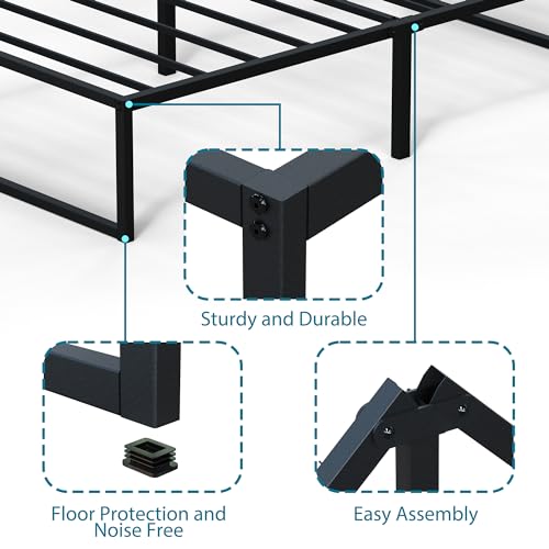 EMODA 14 Inch Narrow Twin Bed Frame 30x75, Heavy Duty Metal Platform | No Box Spring Needed, Easy Assembly Noise Free, Black - color: Black, size: Narrow Twin, style: 14 inch