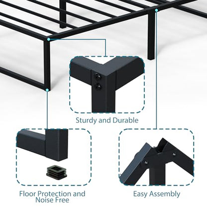 EMODA 14 Inch Narrow Twin Bed Frame 30x75, Heavy Duty Metal Platform | No Box Spring Needed, Easy Assembly Noise Free, Black - color: Black, size: Narrow Twin, style: 14 inch