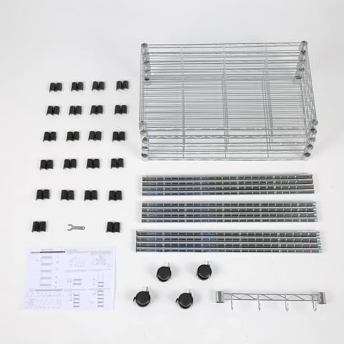 Homdox 5 Tier Steel Wire Shelving Unit on Wheels,Chrome Shelves for Garage Kitchen Living Room,Heavy Duty Shelving Rack, 23.2 x 13.8 x 72 inch (L x W x H) - color: Silver, size: 23.23*13.78*72.05 inch