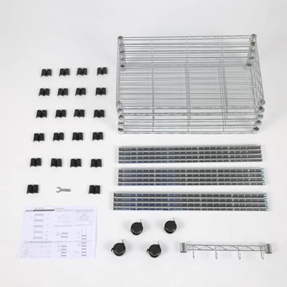 Homdox 5 Tier Steel Wire Shelving Unit on Wheels,Chrome Shelves for Garage Kitchen Living Room,Heavy Duty Shelving Rack, 23.2 x 13.8 x 72 inch (L x W x H) - color: Silver, size: 23.23*13.78*72.05 inch