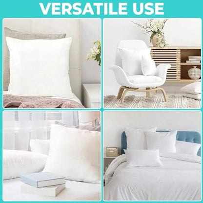 QUBA LINEN Throw Pillow Inserts (Set of 2, White), 22x22 Inches - Premium Cushion Fillers for Sofa, Bed, and Home Décor (22x22 Inch (Pack of 2)) - size: 22x22 Inch (Pack of 2)