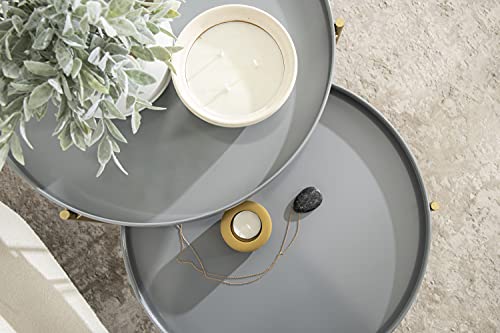 Kate and Laurel Ulani Modern Nesting Side Table, Set of 2, Gray and Gold, Sophisticated Glam End Tables for Storage and Display - color: Gray/Gold