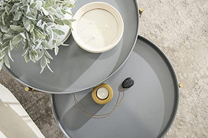 Kate and Laurel Ulani Modern Nesting Side Table, Set of 2, Gray and Gold, Sophisticated Glam End Tables for Storage and Display - color: Gray/Gold