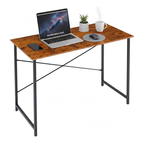 44 Inch Computer Desk, Writing Desk for Home Office Bedroom Small Space | 265 lb Capacity, Reinforced X-Frame, Waterproof MDF Top, Scratch-Resistant Surface, Easy Assembly, Brown - color: Brown, size: 44 Inch