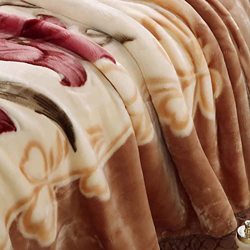 LGYKUMEG Korean Mink Blanket 59"×79", Silky Soft and Warm - 2 Ply Reversible Raschel Throw Blanket 4.4 Lb /（150x200cm-2kg）, 59x79in/4.4lb - color: Brown, size: 59x79in/4.4lb