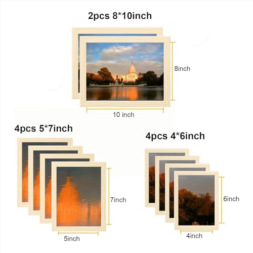 xnlkros Picture Frame Set 10 pack, Farmhouse Photo Frames, Gallery Wall Frame Collage, 8x10 5x7 4x6 Frames in 3 Different Finishes Picture Frames For Wall or Desk,Natural - color: Natura