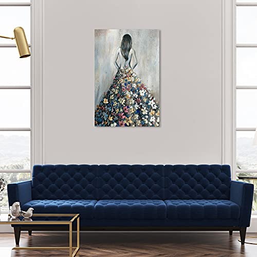 Oliver Gal Girl with Flower Thoughts Canvas Print Wall Art for Living Room, Bedroom, and Bathroom, 24" x 36", Gallery Wrapped - color: Gallery Wrapped, size: 36"L x 24"W
