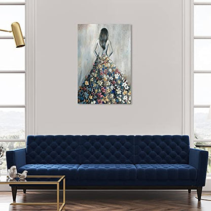 Oliver Gal Girl with Flower Thoughts Canvas Print Wall Art for Living Room, Bedroom, and Bathroom, 24" x 36", Gallery Wrapped - color: Gallery Wrapped, size: 36"L x 24"W