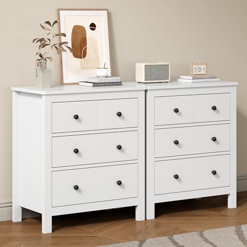 RoyalCraft White 3 Drawer Nightstand, 27" H End Table with Storage, Modern Bedside Table with Drawers, Night Stands for Bedroom, Entryway, Hallway - color: White