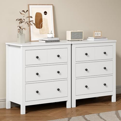 RoyalCraft White 3 Drawer Nightstand, 27" H End Table with Storage, Modern Bedside Table with Drawers, Night Stands for Bedroom, Entryway, Hallway - color: White