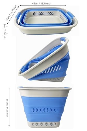 SAMMART 40L (10.5 Gallon) Collapsible Plastic Laundry Basket - Foldable Pop Up Storage Container/Organizer - Portable Laundry Hamper - Space Saving (1, Grey/Little Boy Blue) - color: Grey/Little Boy Blue