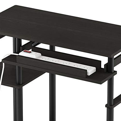 Furinno Abbott Desk, 31.5 Inch Black Computer Desk with Keyboard Tray, Easy Assembly Gaming Desk with Storage Shelf, Office Desk for Home Office, Bedroom, Black Espresso - color: Black Espresso/Black