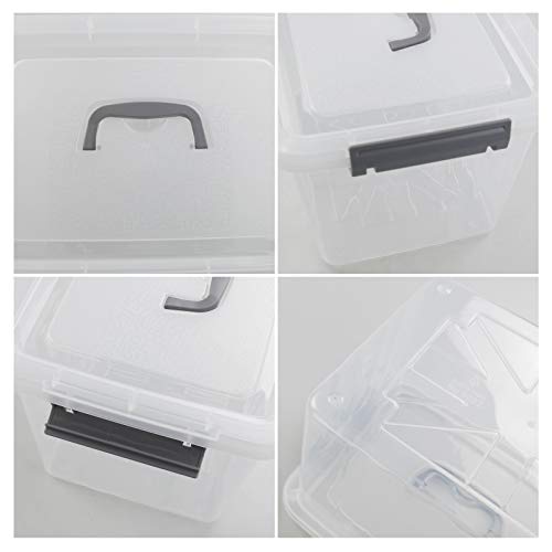 6-Pack Clear Plastic Storage Latch Box with Lids, 10 L | See-through design, stackable & portable, ideal for clothes, documents, and small household items - size: 10 L
