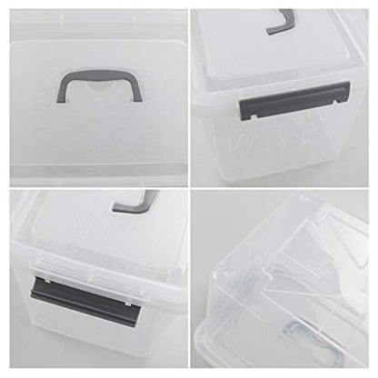 6-Pack Clear Plastic Storage Latch Box with Lids, 10 L | See-through design, stackable & portable, ideal for clothes, documents, and small household items - size: 10 L