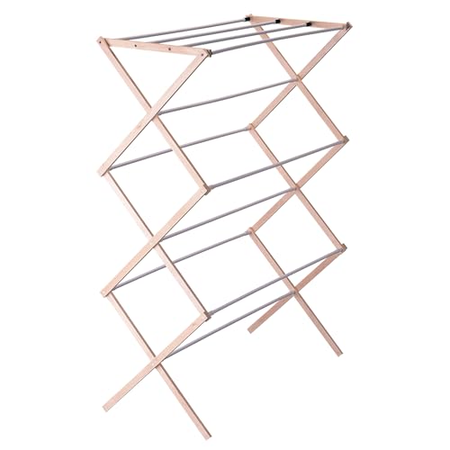 Household Essentials 5001 Collapsible Folding Wooden Clothes Drying Rack For Laundry | Pre Assembled - color: Natural/White Birch
