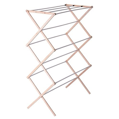 Household Essentials 5001 Collapsible Folding Wooden Clothes Drying Rack For Laundry | Pre Assembled - color: Natural/White Birch