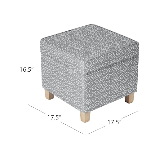 HomePop 18" Classic Square Storage Ottoman - Light Grey Print - color: Light Grey