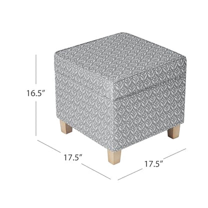 HomePop 18" Classic Square Storage Ottoman - Light Grey Print - color: Light Grey