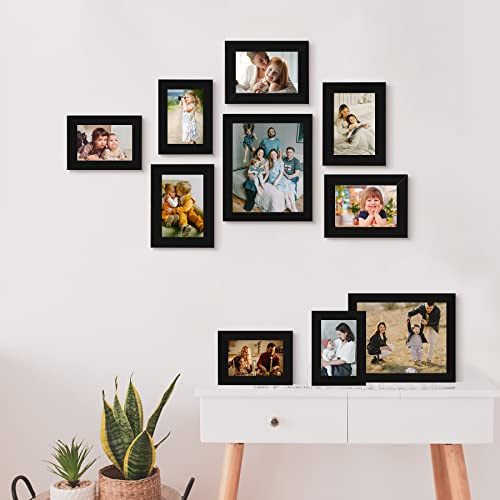 LUCKYLIFE Picture Frame Set 10-Pack, Gallery Wall Frame Collage with 8x10 5x7 4x6 Black Frames - color: Black
