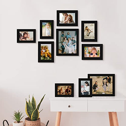 LUCKYLIFE Picture Frame Set 10-Pack, Gallery Wall Frame Collage with 8x10 5x7 4x6 Black Frames - color: Black