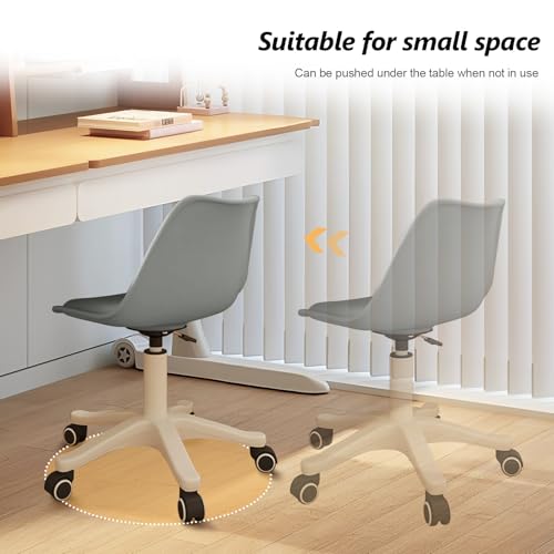 Small Desk Chair Cute, Swivel Armless Task Chair with Soft Padded Cushion, Height Adjustable Home Office Desk Chair with Back for Adult, Study Room, Office - color: Grey, size: M-Set of 1