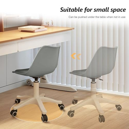 Small Desk Chair Cute, Swivel Armless Task Chair with Soft Padded Cushion, Height Adjustable Home Office Desk Chair with Back for Adult, Study Room, Office - color: Grey, size: M-Set of 1