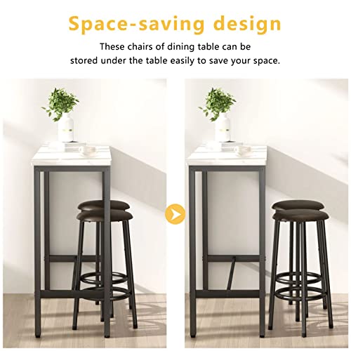 Small Dining Table for 2, 3 Pieces Bar Table Set Kitchen Table and Chairs Bistro Height Pub Table with 2 Chairs, Dining Room Table and Chairs for Small Space, Breakfast Nook, 39.4"
