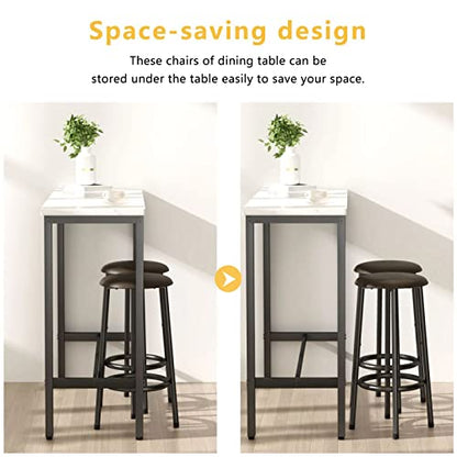 Small Dining Table for 2, 3 Pieces Bar Table Set Kitchen Table and Chairs Bistro Height Pub Table with 2 Chairs, Dining Room Table and Chairs for Small Space, Breakfast Nook, 39.4"