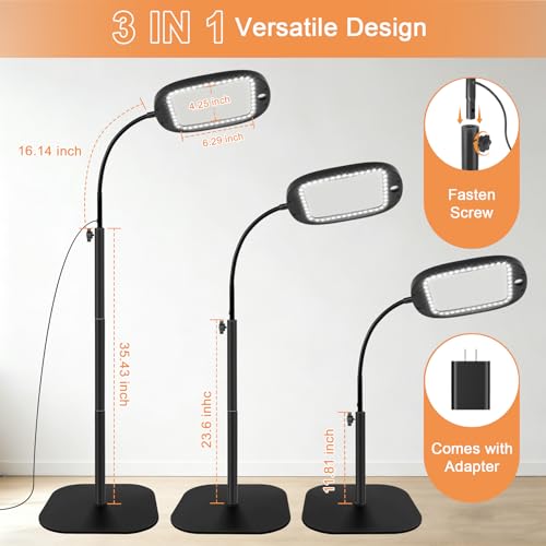 30X/10X Floor Magnifying Glass with Light and Stand, 45 LED Flexible Gooseneck, Hands-Free Magnifying Lamp for Reading, Close Work, Sewing