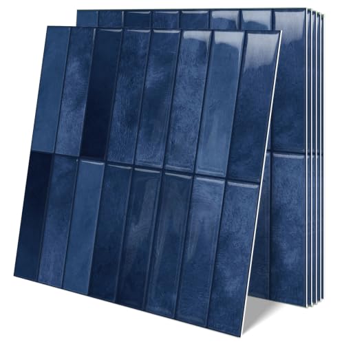 10 Sheets Upgraded Thicker Design Subway Tile Peel and Stick Backsplash | 12”×12”Self Adhesive Wall Tiles Stick on Back Splash for Kitchen,Bathroom,Camper(Blue) - color: Blue