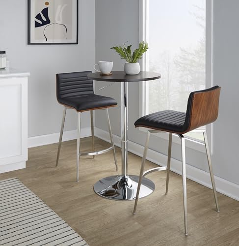 LumiSource Mason Swivel Adjustable Counter Height Dining 3 Piece Set, Pub Table and Stools, High Top Table Set for 2, Counter Table and Chairs Set of 2, Kitchen & Dining Room Sets (Black) - color: Black