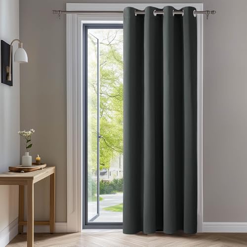 Deconovo Blackout Curtain for Living Room 63 Inches Long, Door Curtain | Closet Drape 1 Panel, Room Darkening, Thermal Insulated, Grommet, Window Drape, for Bedroom Closet, Dark Grey, 42 x 63 Inch - color: Dark Grey, size: 42"W x 63"L (Pack of 1)