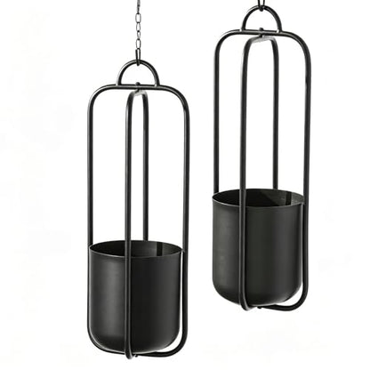 Hanging Planters for Indoor Plants Black Modern Hanging Pots for Plants 5.5 Inch,Metal Hanging Baskets Window Plant Hanger Ceiling Hanging Flower Pots with Chain for Wall Decor