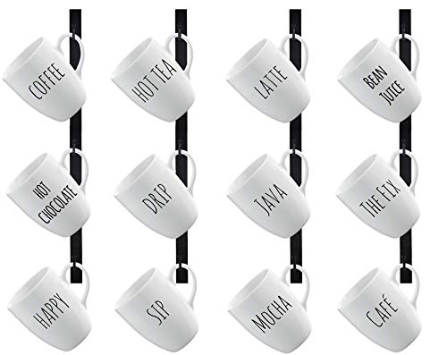 Coffee Mug Rack Wall Mounted, Set of 4 Holds 12 Mugs - Metal Mug Holder for Wall & Coffee Cup Hanger for Kitchen & Coffee Bar, Space-Saving, Rust-Resistant, Easy to Install - style: Straight