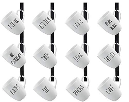 Coffee Mug Rack Wall Mounted, Set of 4 Holds 12 Mugs - Metal Mug Holder for Wall & Coffee Cup Hanger for Kitchen & Coffee Bar, Space-Saving, Rust-Resistant, Easy to Install - style: Straight