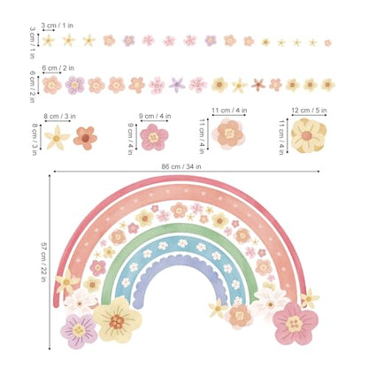 wondever Large Rainbow Wall Decals Colorful Boho Flower Peel and Stick Wall Art Stickers for Girls Bedroom Kids Room Baby Nursery - color: Flower
