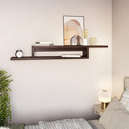 Floating Wall-Mounted TV Console by Belleze - color: Espresso, style: Motif