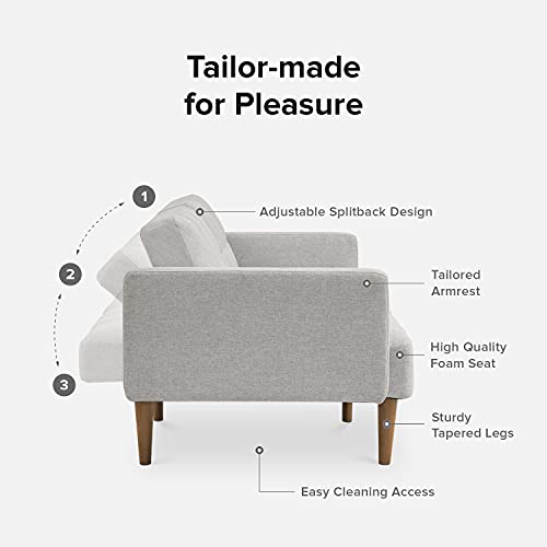 mopio 76.4" Futon Sofa Bed Tufted Styled, Sleeper Couch (Light Gray, Fabric) - color: Light Gray, Fabric