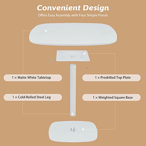 VONLUCE Modern Square Dining Table for 2 and 4 Person, 32 Inch Small Pedestal Kitche Dinner Table, Mid Century Style with 220lb Capacity, White - color: 32" White Squre