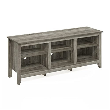 Furinno Jensen TV Stand for TV up to 65 Inch, 2-Tier Grey Entertainment Center, TV Console with Cable Management, for Living Room, Bedroom, Grey Oak - color: Grey Oak