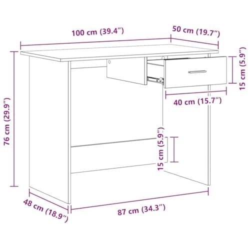 Modern Writing Desk for Home Office, Sleek Minimalist Desk with Storage Drawer and Durable Engineered Wood for Small Spaces, Bedroom Study