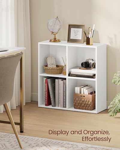 VASAGLE Bookcase Cube Shelf with 4 Compartments, 9.4 x 26 x 26 Inches | Bookshelf storage shelf, Cloud White, CUSTOS Collection, ULBC476W01 - color: Cloud White, size: 4 Cubes (9.4"D x 26"H), style: 1 Pack