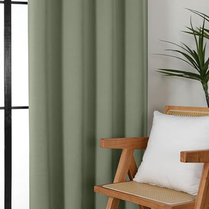 Sally Sage Green Blackout Curtains 84 Inches Long 2 Panels Set for Bedroom Living Room, Solid Thermal Insulated Privacy Room Darkening Window Treatment Drapes, 2 Pcs Each W40 x L84 Inch, Sage - color: Sage Green, size: 40"W x 84"L (Pack of 2)