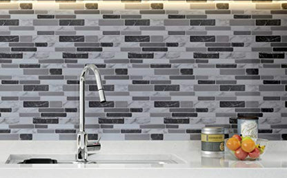 Art3d 6-Pack Peel and Stick Backsplash Wall Tile, 12 x 12 Inch, Marble Grey | Strong Adhesion, Lightweight, Cuttable, Waterproof, Fadeless, Crack Resistant, for Kitchen, Bedroom, Ideal for Recently Moved - color: Light Grey